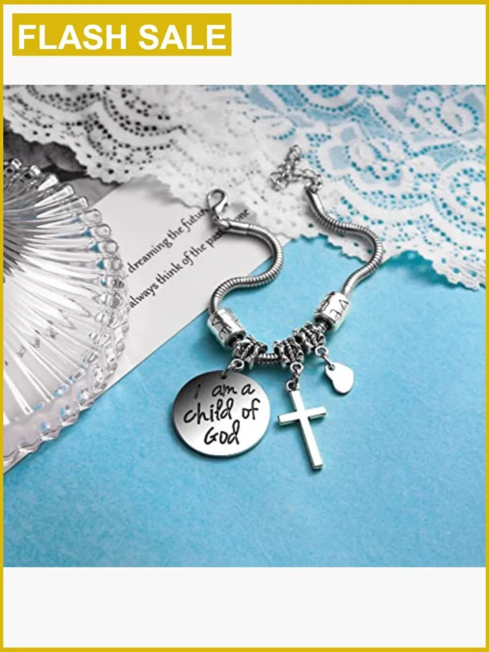 Religious Cross Bracelet First Communion Baptism Gift Jesus Protection